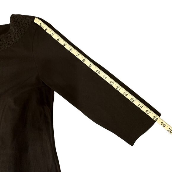 JM Collection Black beaded scoop neck 3/4 sleeve jersey Top size Large - Picture 9 of 10